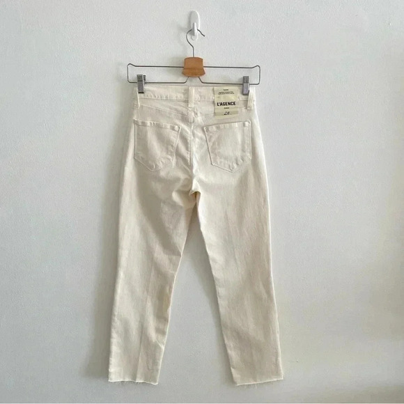 L'AGENCE Sada Slim-Leg Cropped Jean in Vintage White Sz 24 - Picture 7 of 11